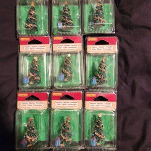 Vintage 9 New Lemax Holiday Village Christmas Tree Figure 2.5" Tall Polyresin